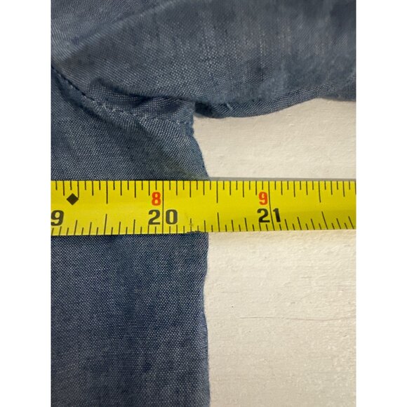 Chicos Womens Top Sz 1 S Blue Chambray Embroidered Beaded Coastal Beachy Boho - Picture 6 of 10